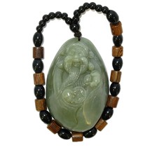 2.7&quot; China Nature Certified Nature Hetian Nephrite Jade Wealth God Hand Carved N - £69.05 GBP