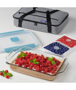 3 Quart Glass Baking Dish with Lid, Insulated Carrier &amp; Hot/Cold Pack - €128,07 EUR