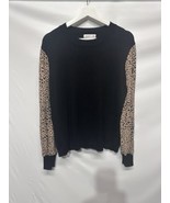 89th &amp; Madison Sweater Top Black &amp; Tan Crew Neck Long Sleeve Pullover L - $27.02 CAD