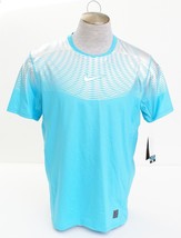 Nike Pro HyperCool Dri Fit Blue &amp; Metallic Silver Fitted Training Shirt ... - $89.99