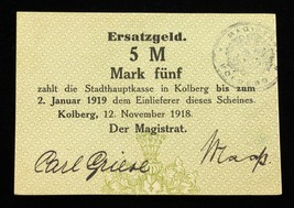 1918 Germany Notgeld Error Note // Kolberg 5 Mark Printing Error (G#291.03a) - £77.84 GBP