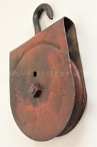 antique LARGE BUTCHER MEAT FARM PULLEY swivel HOOK for TROLLEY red paint - $222.70