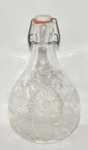 Vtg Swing Top Wine Liquor Decanter Clear Embossed Glass Bottle with Rubber Seal - £31.36 GBP