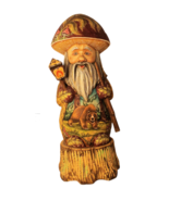 Russian Hand Carved &amp; Painted Gnome Standing On Wood Stump &quot;Grizzly Bear... - $572.82 CAD
