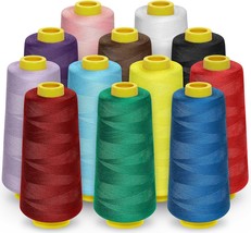 12 Colors Serger Thread, 12 Cones Threads of 1800 Yards Each Spool All P... - $34.80