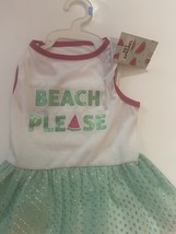 Pet Apparel Sm Dog Dress “Beach Please” Fits Neck  10-12” Back Length 12... - £8.21 GBP