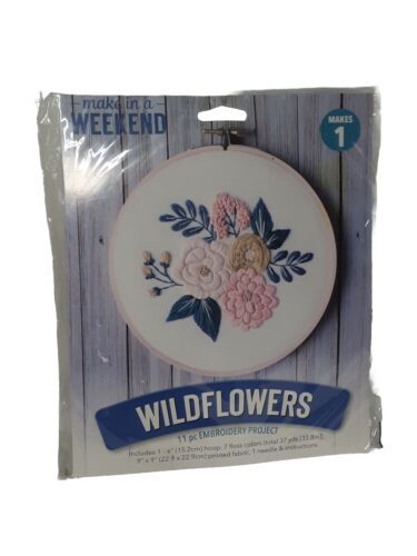 Leisure Arts Mini Maker Embroidery Kit Wildflowers Weekend Project 11 pcs - £5.32 GBP