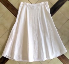 LAUREN RALPH LAUREN White A-line Lined Linen Skirt w/ Side Buttons (6P) - £15.45 GBP
