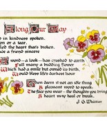 c1900s Whiittier Poem Greeting Card Postcard Victorian Pansies Lithograp... - $34.16 CAD