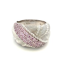 Vintage Sterling Silver Signed 925 Judith Ripka Thailand Pave Pink CZ Ring 6 1/4 - £73.98 GBP
