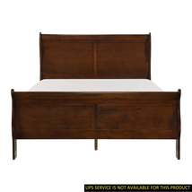 Classic Louis Philipe Style Full Bed Brown Cherry Finish 1pc Traditional... - £341.02 GBP