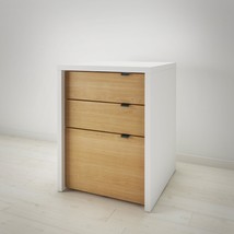 Nexera Chrono 3-Drawer Filing Cabinet, White/Natural Maple - £182.26 GBP