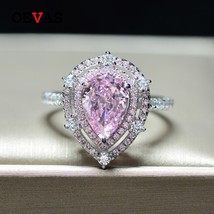 OEVAS Luxury 100% 925 Sterling Silver Pear Pink Sapphire Gemstone Wedding Engage - £41.88 GBP