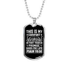 Promise Gives Me Life Christian Necklace Stainless Steel or 18k Gold Dog Tag 24 - £37.84 GBP+