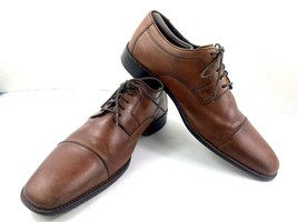 J Murphy By Johnston &amp; Murphy Oxford 11M Novick Shoes Brown Cap Toe Dres... - $34.47