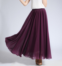 Blackberry Long Chiffon Maxi Skirt Women Summer Plus Size Chiffon Skirt image 3