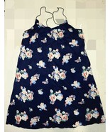 LUSH NAVY BLUE FLORAL SPAGETTI DRESS CROSS BACK L - $11.66 CAD