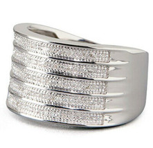 Lenox Sterling Silver Multi-Row Wide Diamond Band Ring Size 6 Was $400 New - £43.37 GBP