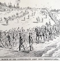 Confederate Army Marches Into Pennsylvania 1882 Victorian Military Art D... - $19.99