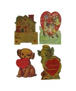 Lot of 4 Victorian Valentines Day Love Animal Cards Die Cut Cards Mailer... - $17.11