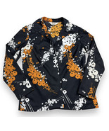 Vtg 60s Montgomery Ward Daggar Collar Abstract Floral Art Disco Open Shi... - £32.32 GBP