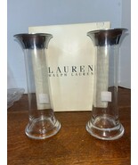 New Ralph Lauren Ella 9&quot; Crystal Candle Holders Pair NIB - $47.96 CAD
