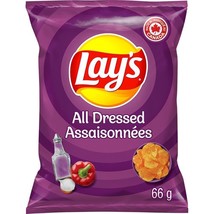12 Snack Size Bags of Lay&#39;s Lays All Dressed Flavored Potato Chips 66g Each - £38.01 GBP