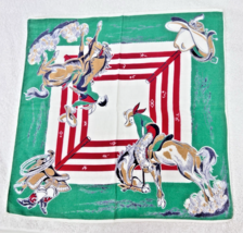 Vintage Cotton Children&#39;s Hankie Western Cowboys Bucking Broncho Hats 12.5 - $10.40
