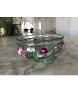 Small Round Glass Bowl Hand Painted 3 3/4W x 1 3/4H (Italy) - £11.76 GBP
