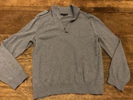 Banana Republic Sweatshirt Mens Large Gray Mock Neck Long Sleeve 1/4 Zip Stretch - £23.73 GBP