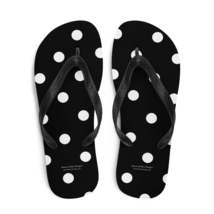 Autumn LeAnn Designs® | Adult Flip Flops Shoes, Black with White Polka Dots - $25.00