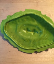 Vintage 70s Holland Mold green ornate trinket/candy dish with lid/cover image 6