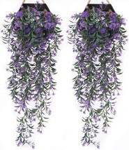 Pasyou Artificial Hanging Ivy, Vine Plastic Plants Grass Leaves, Purple 4 Pack. - £27.05 GBP