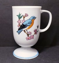 Wild Bird Pedestal 8 oz. Irish Coffee Mug Cup Made in Japan - £9.88 GBP