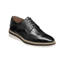 25725-001 Black Stacy Adams Alario Wingtip Croco Embossed Leather Shoes image 11