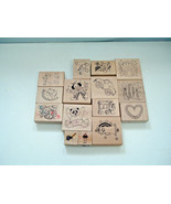Rubber stamp 15 mixed lot youth kids themes train car clowns teddy bear ... - $19.75
