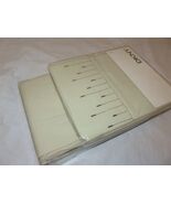 DKNY TWEED DREAMS 2P Line Embroidered Queen Flat Fitted sheets Creme Esp... - $105.55