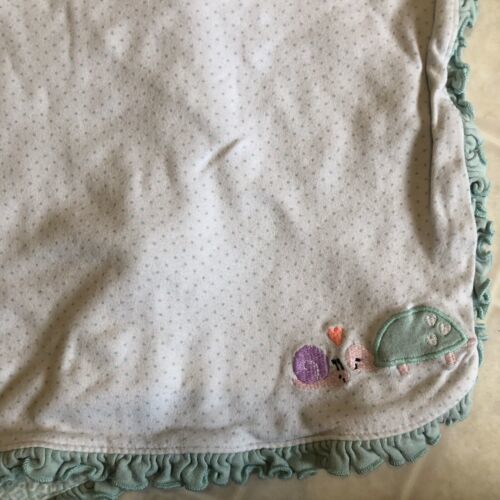 Carter's Just One You Ruffle Turquoise White Turtle Snail Baby Receiving Blanket - $29.03