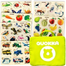 QUOKKA Toddler Puzzles Ages 2-4 in a Bag  6 Montessori Wooden Puzzles for Toddl - £27.10 GBP