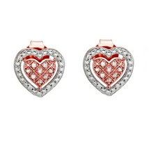 0.15 CT Moissanite Rond Halo Coeur Clou Earrings IN 14K Argent Plaqué or Rose - $30.86