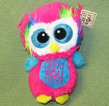 Fiesta Great Wolf Lodge Pink Owl Glitter Eye Blue Plush Stuffed Animal w/TAG - £8.51 GBP