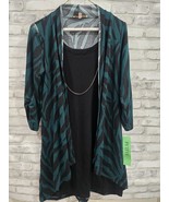 Haani Cardigan 2-in-1 Tank Top Silver Necklace Size Petite Medium NWT - $27.34 CAD