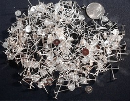 500pcs 6mm silver plated pad post pierced earring findings glue or solder fpe033 - £5.47 GBP