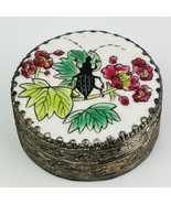 Chinese Porcelain Shard Silver Trinket Box Compact w/Mirror Vintage Beet... - £11.40 GBP