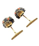 Vintage! David Webb 18k Yellow Gold Black Enamel Lion Cufflinks - $119,648.96 MXN