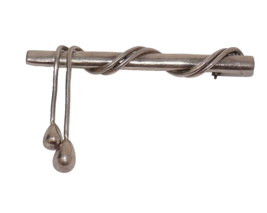 Mexican TV 63 Sterling Silver 925 Wrapped Bar Drip Modernist Brooch Pin - $29.99