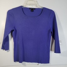 Womans August Silk Periwinkle Crop Sweater Elbow length Sleeves Size Large - £15.85 GBP