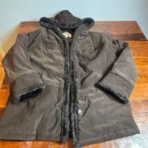 Vintage Talbots Women's Brown Hooded Faux Fur Lined Faux Suede Jacket M - $37.42
