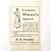 1910 Henshey Women&#39;s Clothing Advertisement Los Angeles California Fashion E88E - £15.45 GBP