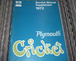 1972 Plymouth Cricket Servizio Negozio Riparazione Manuale Integratore F... - $24.23